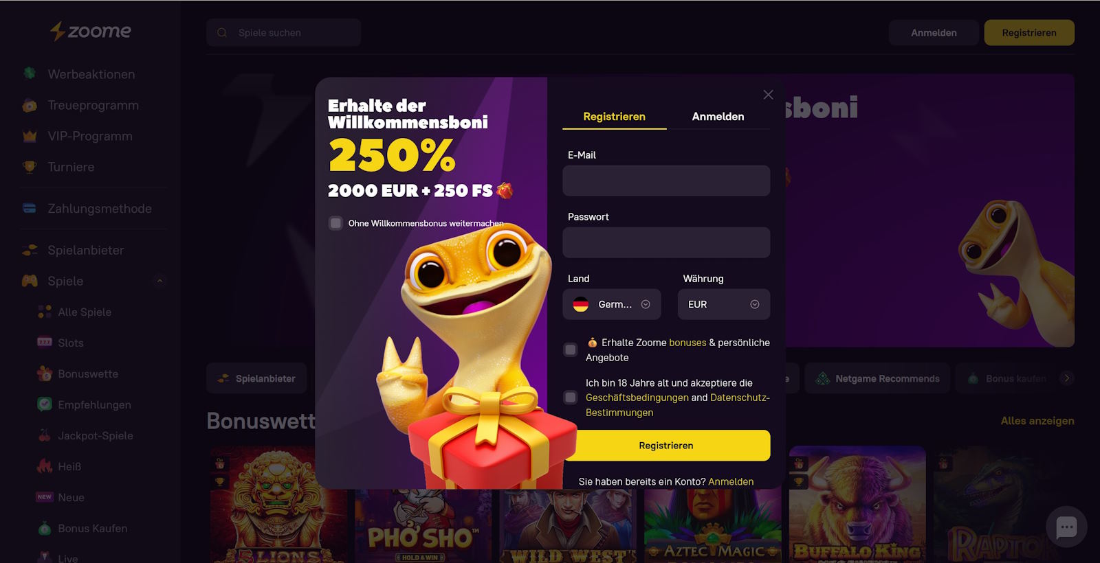 zoome casino registrierung